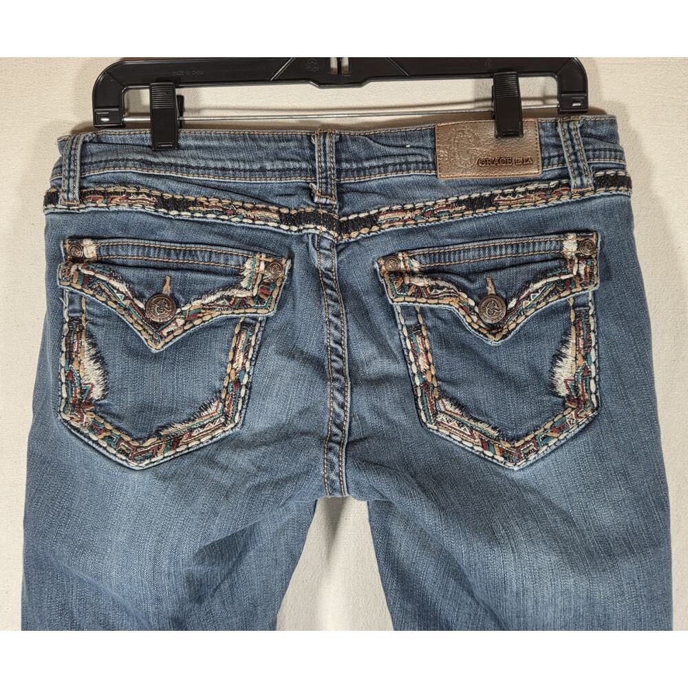 Grace In LA Jeans Size 31 Womens Bootcut Blue Easy Fit Embellished Y2K - Picture 7 of 11